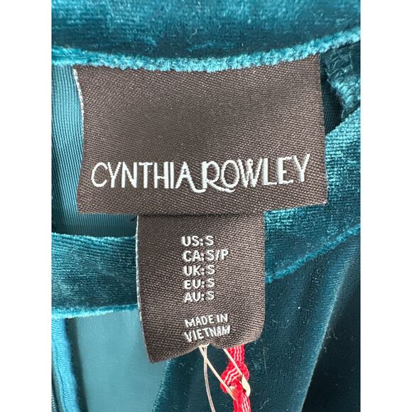 Cynthia Rowley Dress Womens Small Green Velvet Mini Party Flowy Boho Stretch - Picture 3 of 8